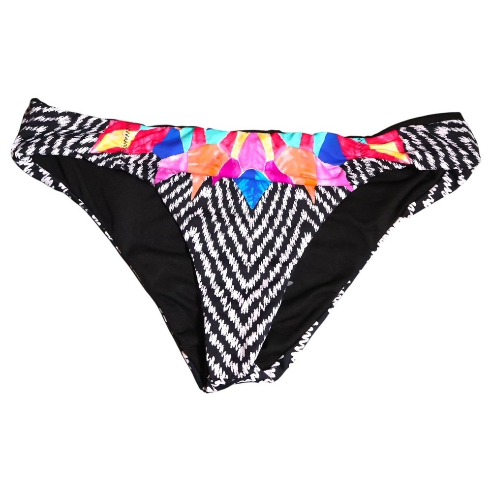 Bar III Feathered Daze Bikini Bottoms Multi Chevron Geometric Swim Small New NWT